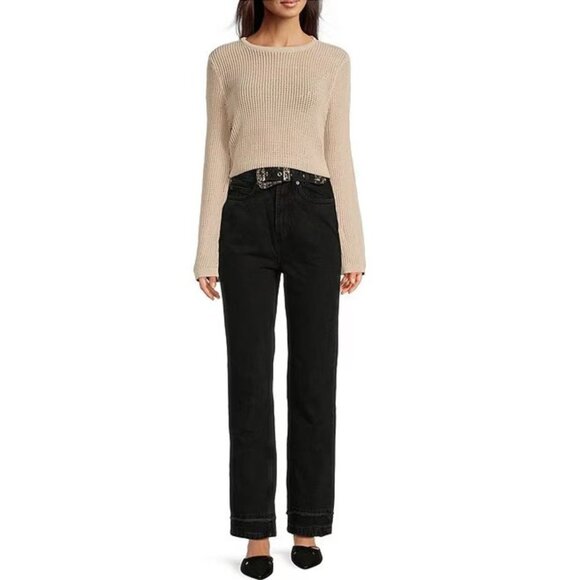 Le' AL.X Built-In Western Belt High Rise Straight Leg 5-Pocket Jeans SZ 27 - NWT - Picture 1 of 13